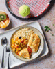 Couscous de légumes accompagné de cœur de blé et omelette basquaise chorizo